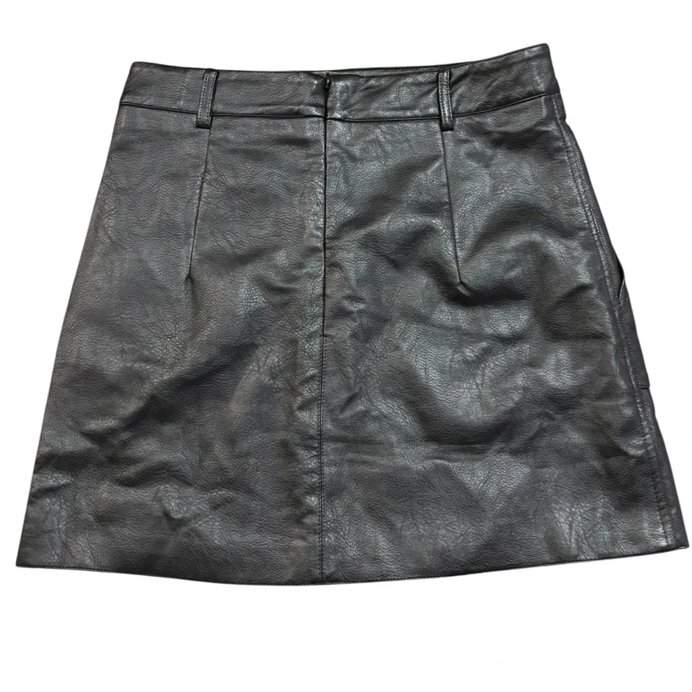 RAGA Faux Leather Mini Skirt Pockets Black Party Club‎ Sexy Medium NWT
